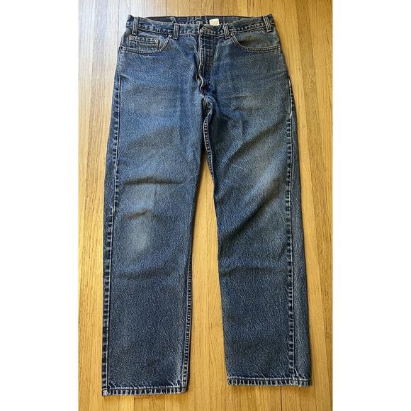 Men's 38X32 Levi's 505 Regular Fit Straight Leg Medium Wash Denim Blue Jeans - Picture 1 of 7